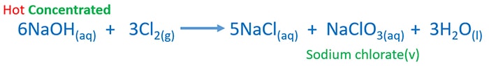 Hot concentrated NaOH + Cl2